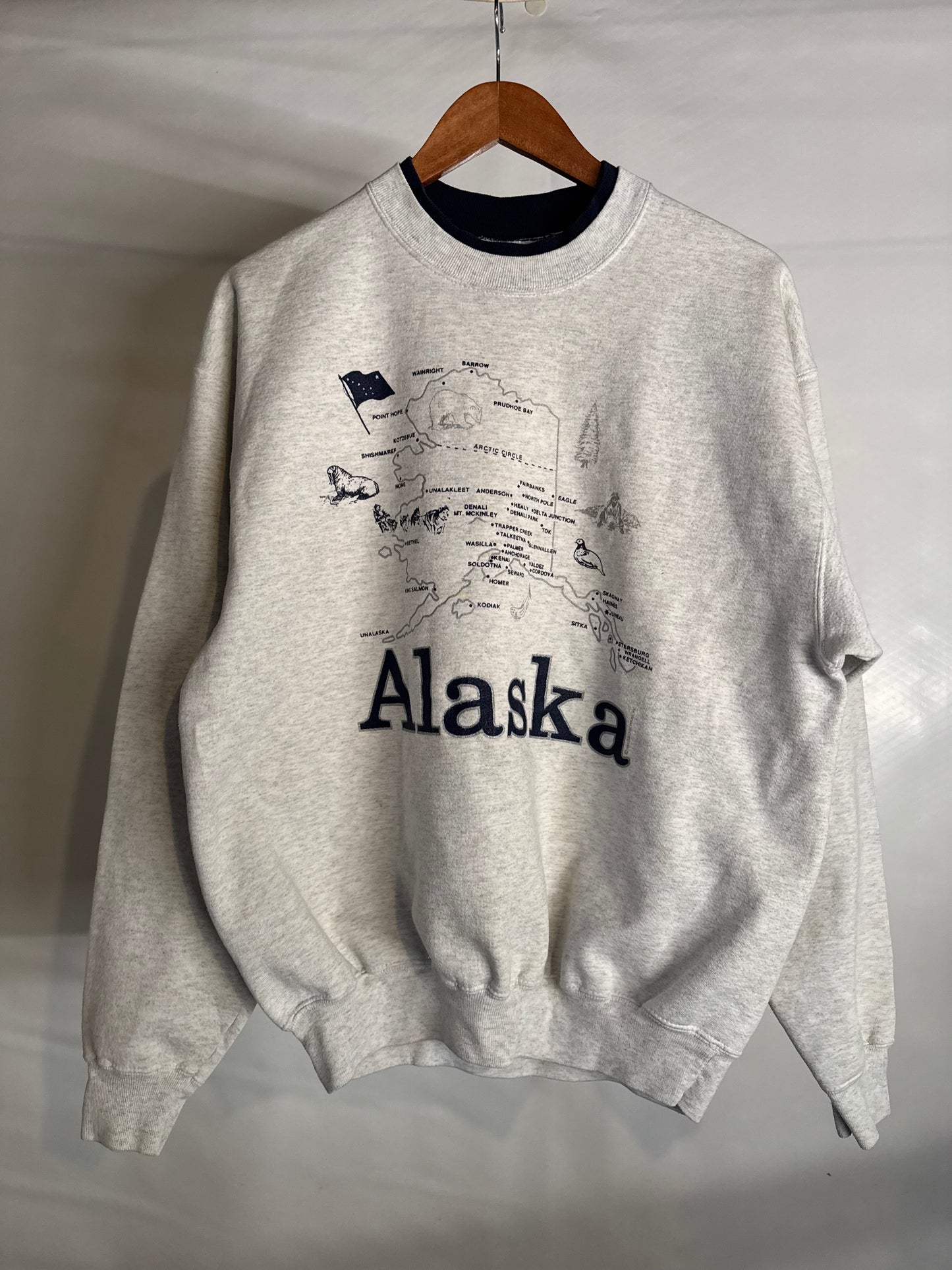 Alaska Map Double Collar Sweater | Tag Size L